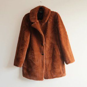 ASOS/wednesday's girl oversized longline coat in super soft brown faux fur